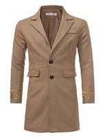 Lapel Embroidery Plain Flap Pocket Men Woolen Coat - thumbnail