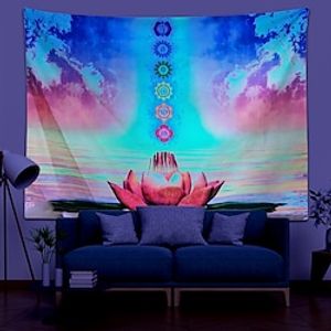 Blacklight UV Reactive Tapestry Mandala Chakra Meditation Decoration Cloth Curtain Picnic Table Cloth Hanging Home Bedroom Living Room Dormitory Decoration Polyester miniinthebox