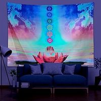 Blacklight UV Reactive Tapestry Mandala Chakra Meditation Decoration Cloth Curtain Picnic Table Cloth Hanging Home Bedroom Living Room Dormitory Decoration Polyester miniinthebox - thumbnail