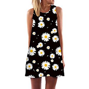 Women's Strap Dress Knee Length Dress Flower 1 Blue Yellow Green Black Sleeveless Solid Color Spring Summer Casual / Daily 2021 S M L XL 2XL 3XL miniinthebox