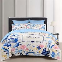 100% Cotton Duvet Cover Set Valentine's Day Letters Pattern Comforter Set Soft 3-Piece Luxury Bedding Set Home Decor Dusk Bedding Gift King Queen Full Size Lightinthebox - thumbnail