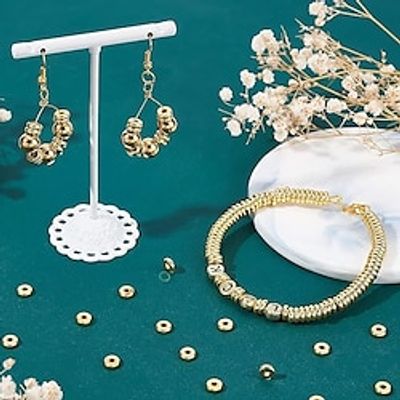 150pcs 6mm Flat Heishi Spacer Beads 18K Gold Plated Beads Disc Loose Beads Brass Flat Round Metal Beads for Heishi Clay Beads Summer Hawaii Stackable Necklace Bracelet Jewelry Making Lightinthebox