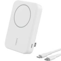 Belkin BoostCharge Pro Wireless Power Bank 10000mAh With Qi2, MagSafe Compatible Portable Charger + Built-in Pop-up Kickstand - For iPhone 16, 16 Plus, 16 Pro, 16 Pro Max, iPhone 15, And More, White BL-PB-Qi2Magnetic-10000C-WHT