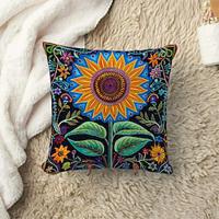 Sunflower Pattern 1PC Throw Pillow Covers Multiple Size Coastal Outdoor Decorative Pillows Soft Velvet Cushion Cases for Couch Sofa Bed Home Decor Lightinthebox