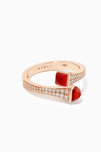 Cleo Red Coral Diamond Wrap Ring in 18kt Rose Gold