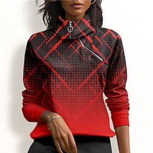 Women's Golf Hoodie Golf Pullover Golf Sweatshirt Thermal Warm Breathable Moisture Wicking Long Sleeve Golf Outerwear Top Regular Fit 14 Zip Stand Collar Printed Spring Autumn Tennis Golf Pickleball Lightinthebox