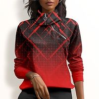 Women's Golf Hoodie Golf Pullover Golf Sweatshirt Thermal Warm Breathable Moisture Wicking Long Sleeve Golf Outerwear Top Regular Fit 14 Zip Stand Collar Printed Spring Autumn Tennis Golf Pickleball Lightinthebox - thumbnail