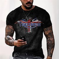 Men's Unisex Tee T shirt Shirt 3D Print Graphic Prints Letter Print Short Sleeve Daily Tops Casual Designer Big and Tall Black Lightinthebox - thumbnail