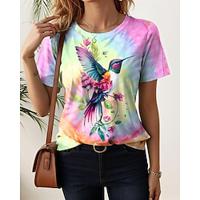 Women's Tunic Tie Dye Color Gradient Daily Black Short Sleeve Hawaiian Crew Neck Summer Lightinthebox