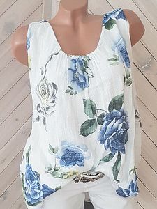 Round Neck Floral Print Sleeveless T-shirt