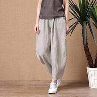 Women's Pants Trousers Linen Cotton Blend Plain Black Wine Casual Daily Ankle-Length Going out Weekend Spring Summer Lightinthebox