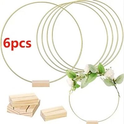 6pcs 12 Inch Metal Floral Hoop Garland Table Decoration For Wedding Centerpieces Wood Card Holders Metal Wreath Flower Garland Home Decor Lightinthebox
