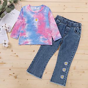 Toddler Girls' Clothing Set Long Sleeve Blushing Pink Graphic Print Active Regular 3-12 Years Lightinthebox