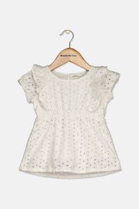 Toddler Girls Eyelet Top  White