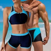 Matching Swimsuit for Couples Men's Women's Tankini Swim Trunks Swim Shorts Board Shorts 2 PCS Plain Vacation Hawaiian Vacation Beach Spring  Summer Quick Dry Lightinthebox - thumbnail