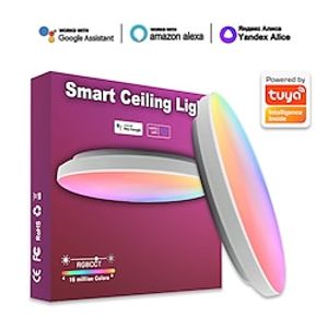 Amazon Tuya Smart RGBCW Ceiling Light Super Bo Bedroom and Living Room APP Voice Controlled Wifi LED Ceiling Light 30cm Diameter Lightinthebox
