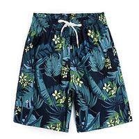 Men's Swim Shorts Swim Trunks Board Shorts Beach Shorts Pocket with Mesh lining Straight Leg Leaf Flower  Floral Comfort Outdoor Daily Holiday Sports Casual Blue Red Micro-elastic Lightinthebox - thumbnail