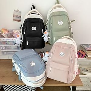 Men's Women's Backpack School Bag Bookbag Commuter Backpack School Daily Color Block Nylon Adjustable Large Capacity Waterproof Zipper Black Pink Blue miniinthebox