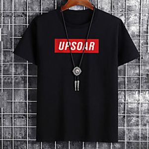Men's Unisex Tee T shirt Hot Stamping Graphic Prints Letter Plus Size Print Short Sleeve Casual Tops Cotton Basic Fashion Designer Big and Tall White Black Khaki miniinthebox