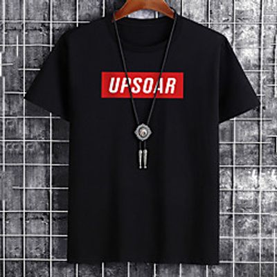 Men's Unisex Tee T shirt Hot Stamping Graphic Prints Letter Plus Size Print Short Sleeve Casual Tops Cotton Basic Fashion Designer Big and Tall White Black Khaki miniinthebox