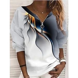 Women's Sweatshirt Pullover Sportswear Casual Patchwork Zipper Print Green White Blue Graphic Prints Loose Fit Daily Half Zipper Long Sleeve S M L XL XXL 3XL  3D Print Lightinthebox