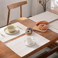 Placemat Cotton Linen Heat Resistant Dining Table Place Mats Plate Mat Xmas Decor Fall Kitchen Table Mats Indoor Outdoor Lightinthebox - thumbnail