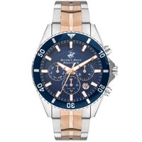 Beverly Hills Polo Club Men's Multi Function Display Watch & Metal Strap, Silver And Rose Gold - BP3500X.590