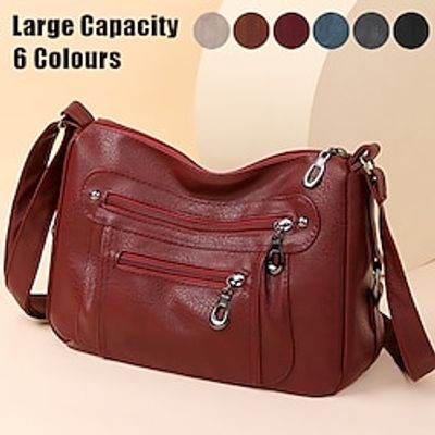 Women's Crossbody Bag Shoulder Bag Hobo Bag PU Leather Shopping Daily Holiday Zipper Large Capacity Solid Color claret Lake blue off white miniinthebox Women's Crossbody Bag Shoulder Bag Hobo Bag PU Leather Shopping Daily Holiday Zipper Large Capacity Solid Color claret Lake blue off white miniinthebox