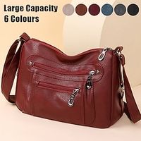Women's Crossbody Bag Shoulder Bag Hobo Bag PU Leather Shopping Daily Holiday Zipper Large Capacity Solid Color claret Lake blue off white miniinthebox