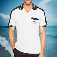 Men's Polo Shirt Golf Shirt Work Casual Cuban Collar Ribbed Polo Collar Short Sleeve Basic Modern Color Block Embroidery Patchwork Pocket Spring Summer Regular Fit White Blue Green Gray Polo Shirt Lightinthebox