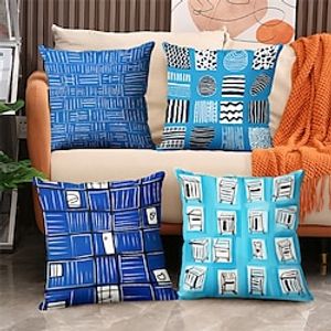 1 pcs Polyester Pillow Cover, Print Simple Modern Square Zipper Traditional Classic Lightinthebox