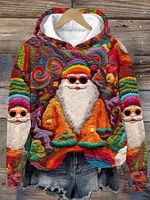 Women's Colorful Santa Print Hoodie