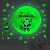 Glow In The Dark Christmas Wall Stickers Wall Decals Christmas Window Clings Santa Snowflake Xmas Holiday Wall Decorations Lightinthebox - thumbnail