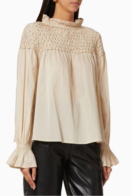 Majorelle Smock Cotton Blouse Majorelle Smock Cotton Blouse