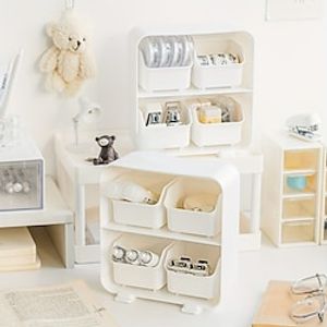 123pc Desktop Storage Box Drawer Type Four-compartment Small Items Box Desk 2-layer Pull Stationery Cosmetics Sundry Organizer Home Organization And Storage Supplies Kitchen Bathroom Bedroom Office Lightinthebox