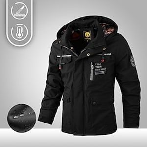 Men's Hiking Jacket Parka Jacket Hiking Windbreaker Cotton Winter Outdoor Thermal Warm Windproof Winter Jacket Full Length Hidden Zipper Fishing Beach Camping  Hiking  Caving Black Ivory Army Green Lightinthebox