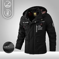 Men's Hiking Jacket Parka Jacket Hiking Windbreaker Cotton Winter Outdoor Thermal Warm Windproof Winter Jacket Full Length Hidden Zipper Fishing Beach Camping  Hiking  Caving Black Ivory Army Green Lightinthebox - thumbnail