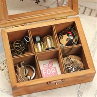 1pc Retro Vintage Wood Wooden Clear Cover Jewelry Box Storage Organiser New Storage Container