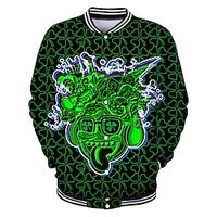 Four Leaf Clover 3D Cartoon Sporty Casual Men's Jacket Casual Jacket St.Patrick's Day Vacation Spring   Fall Stand Collar Long Sleeve Light Green Dark Green Green XS S M Polyester Jacket Lightinthebox - thumbnail