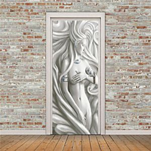 Sculpture Style 2pcs Self-adhesive Creative European Style Beauty Door Stickers Living Room Diy Decoration Home Waterproof Wall Stickers miniinthebox