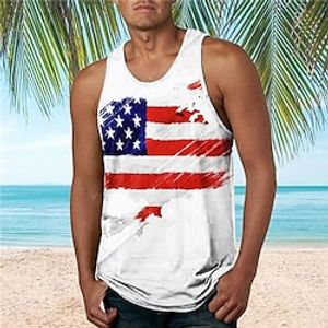 Men's Tank Top Vest Top Undershirt Graphic Tee Sleeveless Shirt Graphic Prints National Flag Crew Neck Sports  Outdoor Athleisure Sleeveless Print Clothing Apparel Fashion Streetwear Muscle Lightinthebox