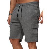 Men's Cargo Shorts Sweat Shorts Shorts Bermuda shorts Drawstring Elastic Waist Multi Pocket Plain Comfort Knee Length Outdoor Casual Daily Fashion Streetwear Black Light Grey Micro-elastic Lightinthebox