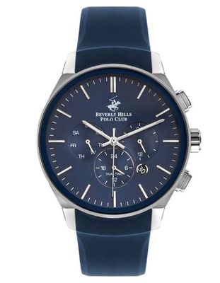 Beverly Hills Polo Club Men's JP2500Y Movement Watch, Multi Function Display and Silicone Strap - BP3224X.399, Blue