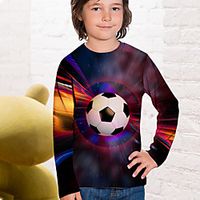 Kids Boys' T shirt Long Sleeve 3D Print Football Fuchsia Children Tops Fall Active Regular Fit 4-12 Years Lightinthebox - thumbnail