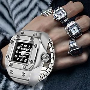 Vintage Punk Finger Watch Mini Elastic Strap Alloy Watches Couple Rings Jewelry Clock Retro Roman Quartz Watch Ring Women Girls miniinthebox