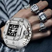 Vintage Punk Finger Watch Mini Elastic Strap Alloy Watches Couple Rings Jewelry Clock Retro Roman Quartz Watch Ring Women Girls miniinthebox - thumbnail