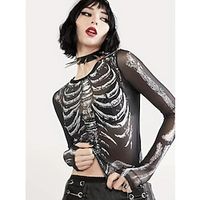 Punk  Gothic Cosplay Costume Skeleton  Skull Women's Cosplay Costume Halloween Carnival Halloween Top Lightinthebox - thumbnail