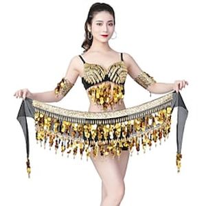 Women's Dancer Belly Dance Pole Dance Outfit Night Club Dress Party Polyester Light golden Silver Belt miniinthebox