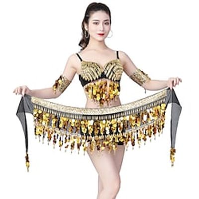 Women's Dancer Belly Dance Pole Dance Outfit Night Club Dress Party Polyester Light golden Silver Belt miniinthebox