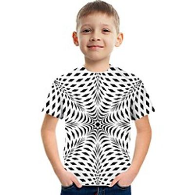 Kids Boys' Tee Short Sleeve Graphic Optical Illusion Color Block Rainbow Children Tops Summer Active Streetwear Sports 3-12 Years Lightinthebox